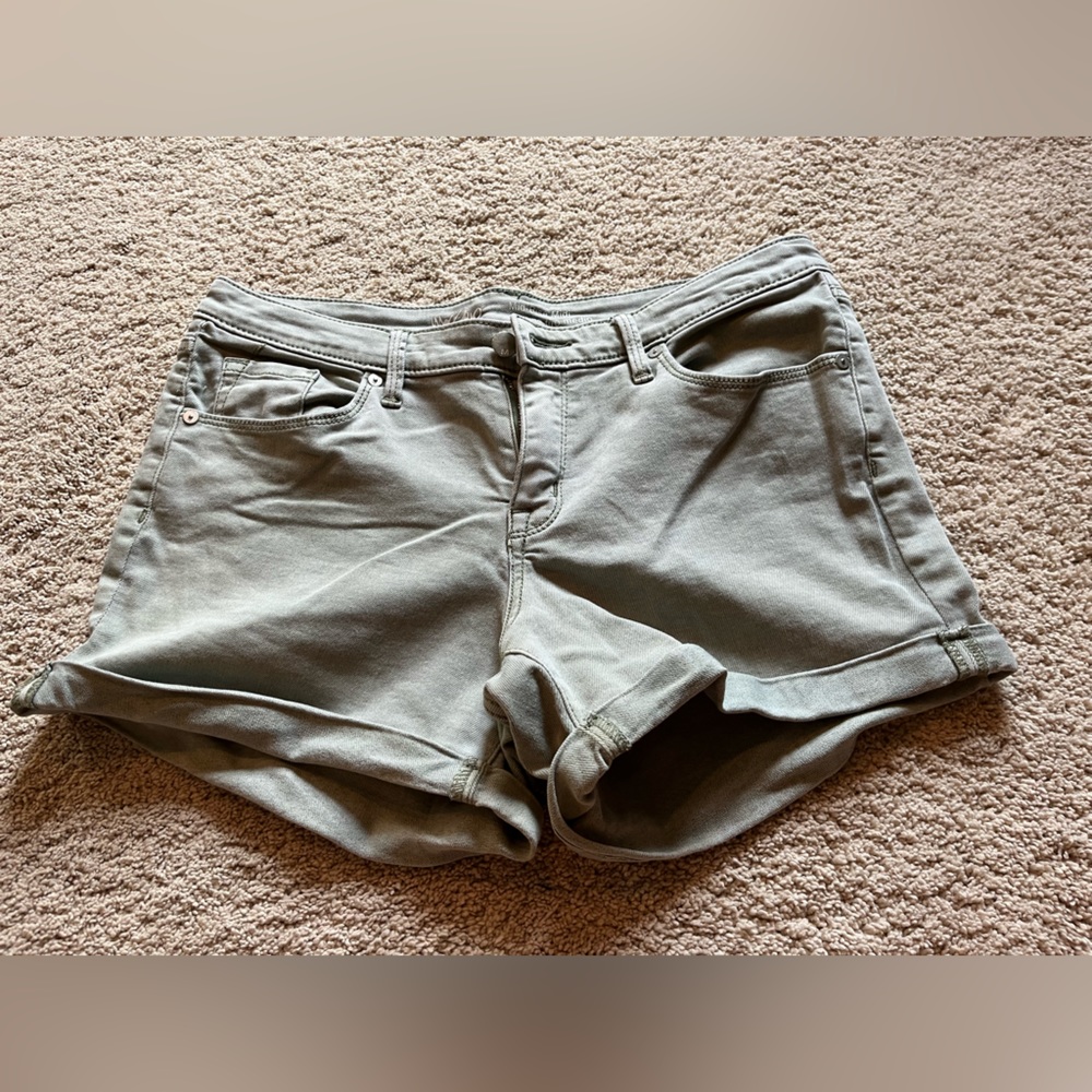 Green jean shorts